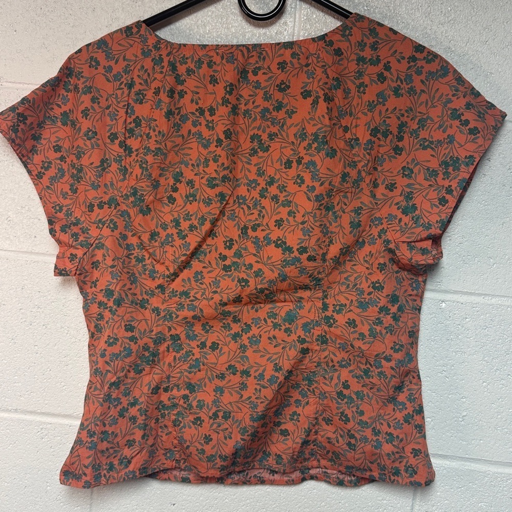 Madewell Amari Twist Detail Shirt Sunset Haze Orange Green Size 8 - Picture 8 of 8